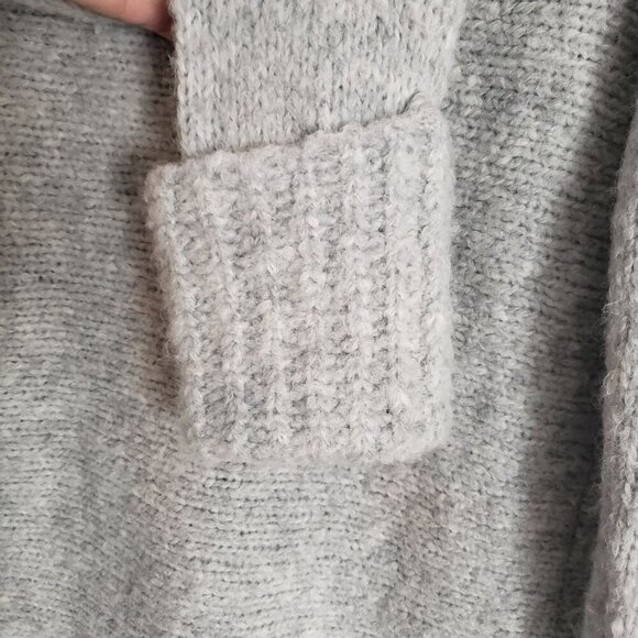 CLUB MONACO Matalin Alpaca Wool Wide Scoop Neck Grey Chunky Sweater Tunic Medium - Picture 9 of 14